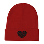 Happy Valentine's Day Red Embroidered Beanie