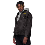 Tupac in Blue Unisex denim sherpa jacket from Lovey Designs