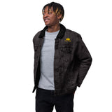 Tupac in Blue Unisex denim sherpa jacket from Lovey Designs